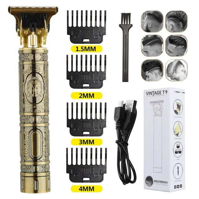Factory direct sales T9 dragon and phoenix Buddha head hair clipper electric clipper razor retro oil head fader