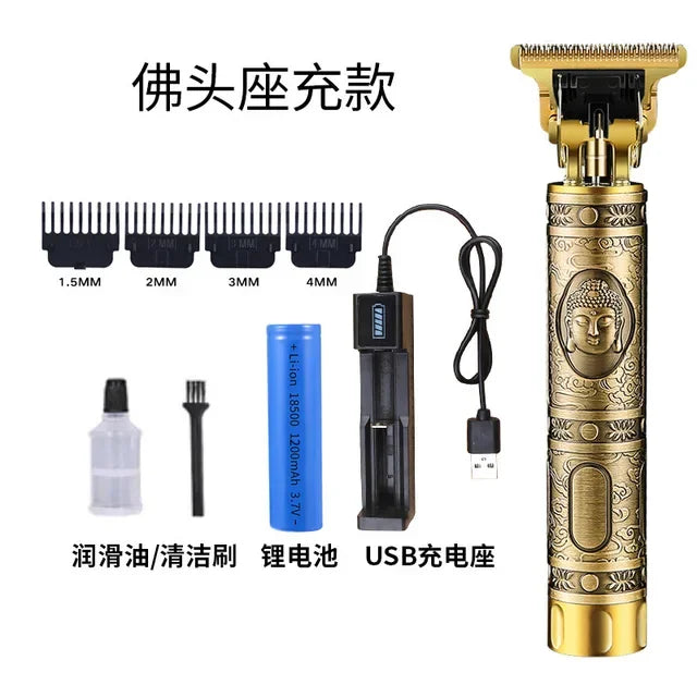 Factory direct sales T9 dragon and phoenix Buddha head hair clipper electric clipper razor retro oil head fader