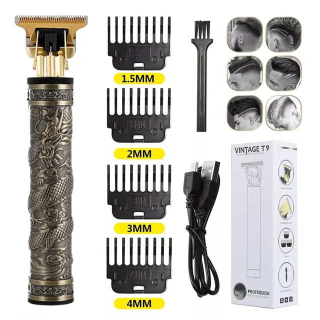 Factory direct sales T9 dragon and phoenix Buddha head hair clipper electric clipper razor retro oil head fader